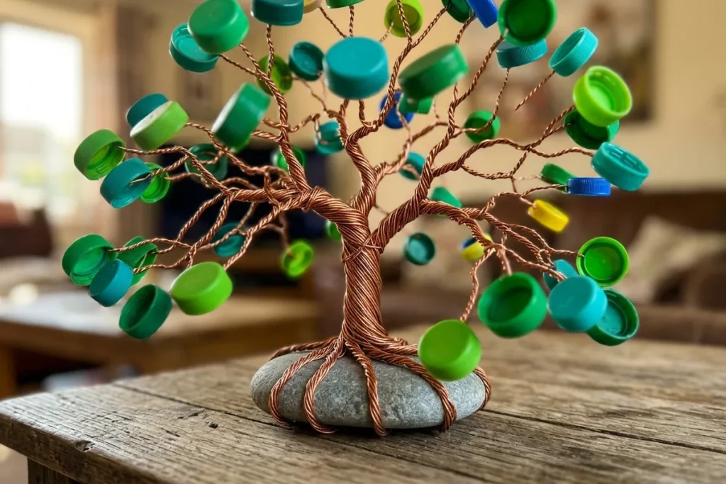 Nie wyrzucaj plastikowych nakrętek. Zmień je w mistyczne drzewo życia, które ozdobi Twój dom