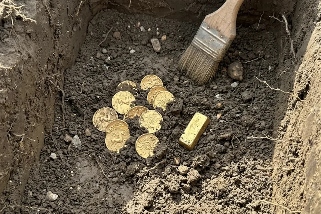 Odnalezienie stulecia: Wykopali złote monety i sztabki na czeskim polu – skarb należy do jednego ludu