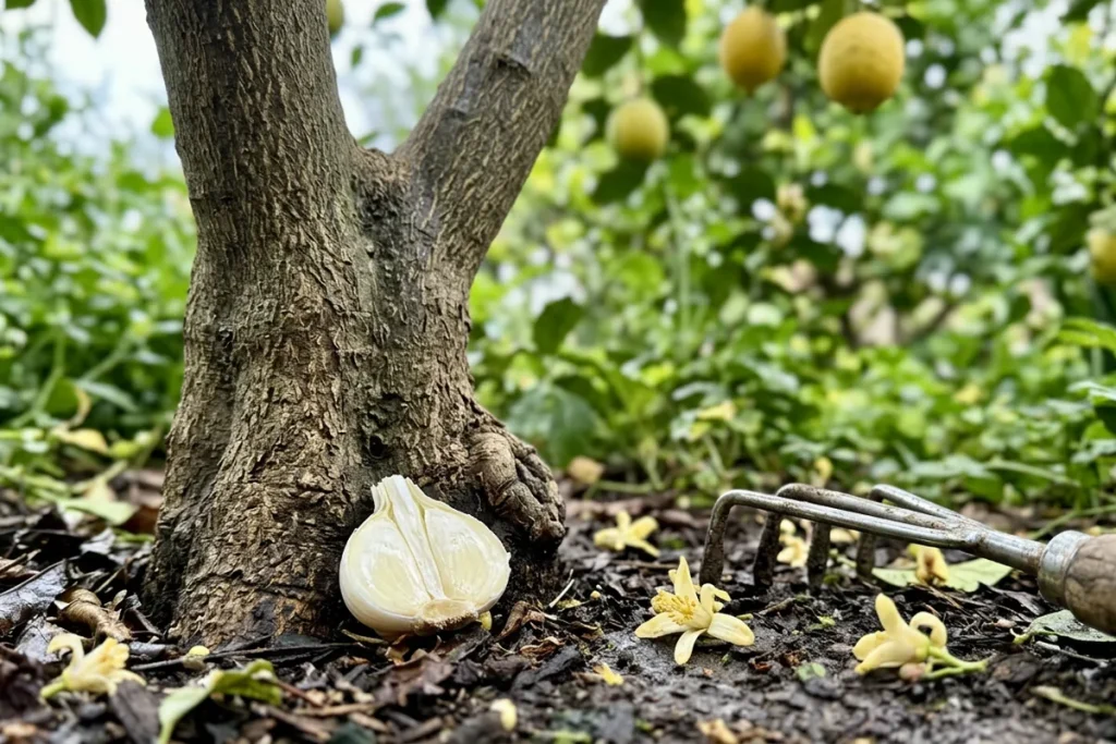 Pocieranie pnia drzewa cytrynowego ząbkiem czosnku: po co to robić i dlaczego warto?