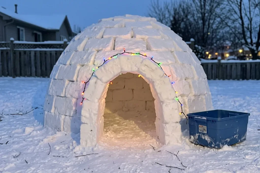 Rodzina wykorzystała śnieg, by zbudować igloo w ogrodzie: „Zajęło nam to cały dzień, nie licząc przerwy na obiad”