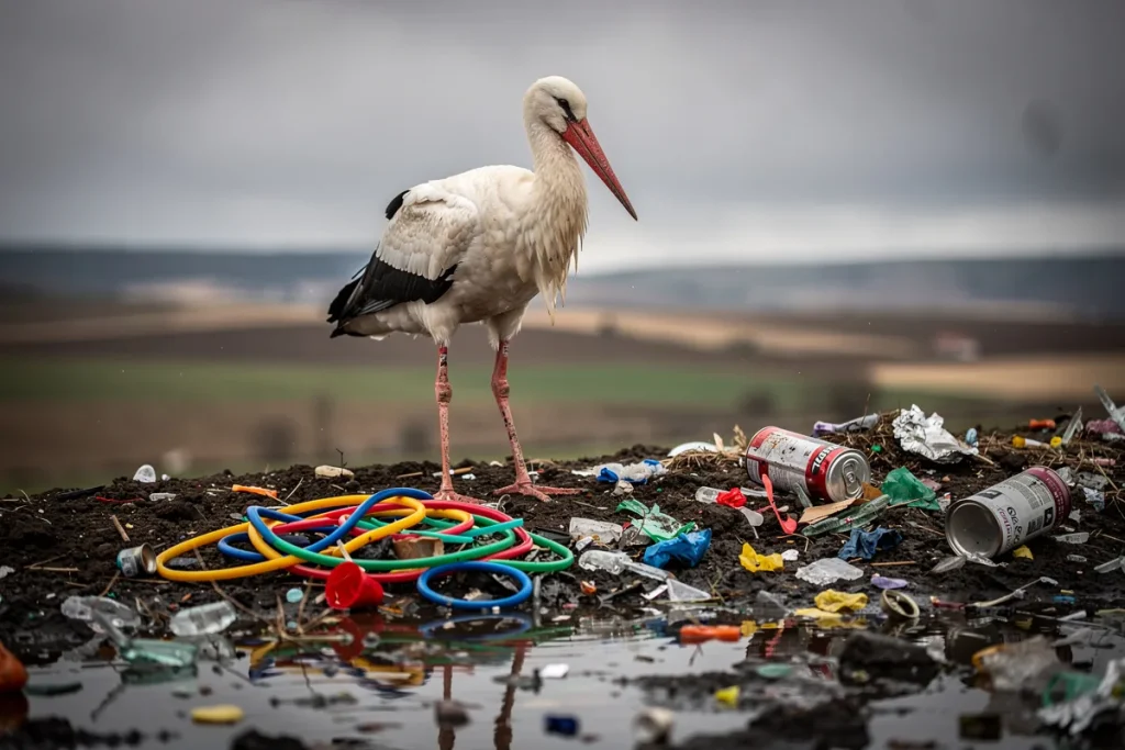 Wstrząsające odkrycie: 32% bocianów białych ma stałe odpady w żołądku